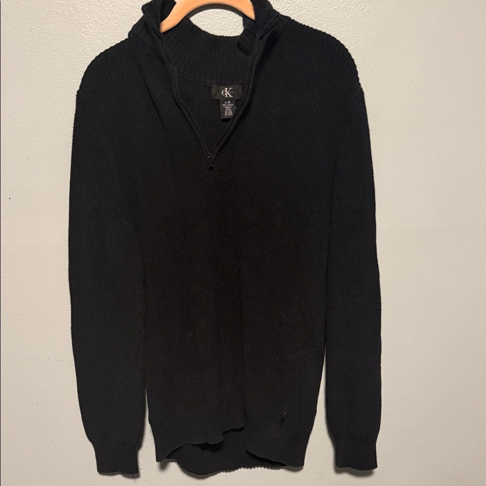 Calvin Klein Black Zip-Front Hooded Men's Sweater